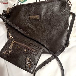 Black handbag with added purse